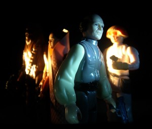 The Look of Lobot. (Vintage Chewbacca, Vintage Princess Leia in Bespin Gown, Vintage Lobot, Vintage Cloud Car PIlot)