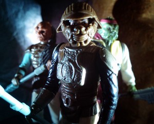 So Quietly Among Them. (Vintage Weequay, Vintage Lando Calrissian Skiff Guard Disguise, Vintage Barada)
