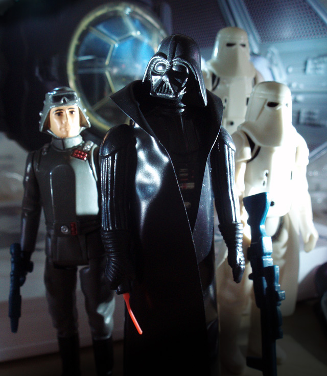 The Darth Vader All-Stars. (Vintage Darth Vader Tie Fighter, Vintage AT-AT Commander, Vintage Darth Vader, Vintage Imperial Stormtroopers in Hoth Battle Gear)