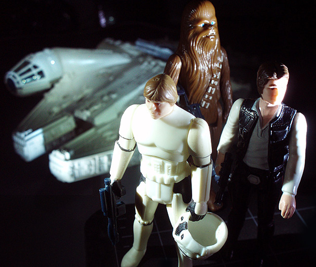The Way Out. (Vintage Luke Skywalker Stormtrooper Disguise, Vintage Chewbacca, Vintage Han Solo, Vintage Millenium Falcon)
