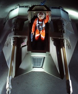 The Speeder Has Landed. (Vintage Snowspeeder, Vintage Luke Skywalker X-Wing Pilot)