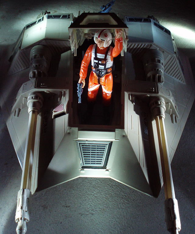 The Speeder Has Landed. (Vintage Snowspeeder, Vintage Luke Skywalker X-Wing Pilot)