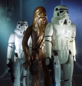 Walking Wookiee Down The Hall.(Vintage Stormtroopers, Vintage Chewbacca)
